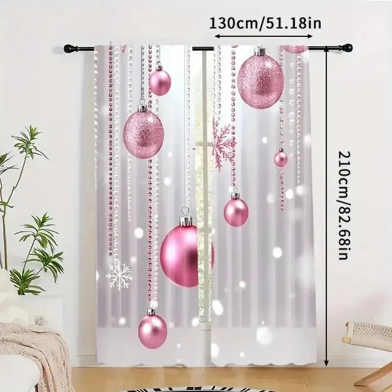 Cortina Natalina Decozy com 2 Bolas Brilhantes: Decore Sua Casa com Magia e Encanto
