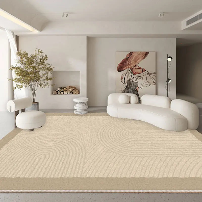 Tapete Grande Minimalista Bege – Elegância Contemporânea para Sala e Quarto