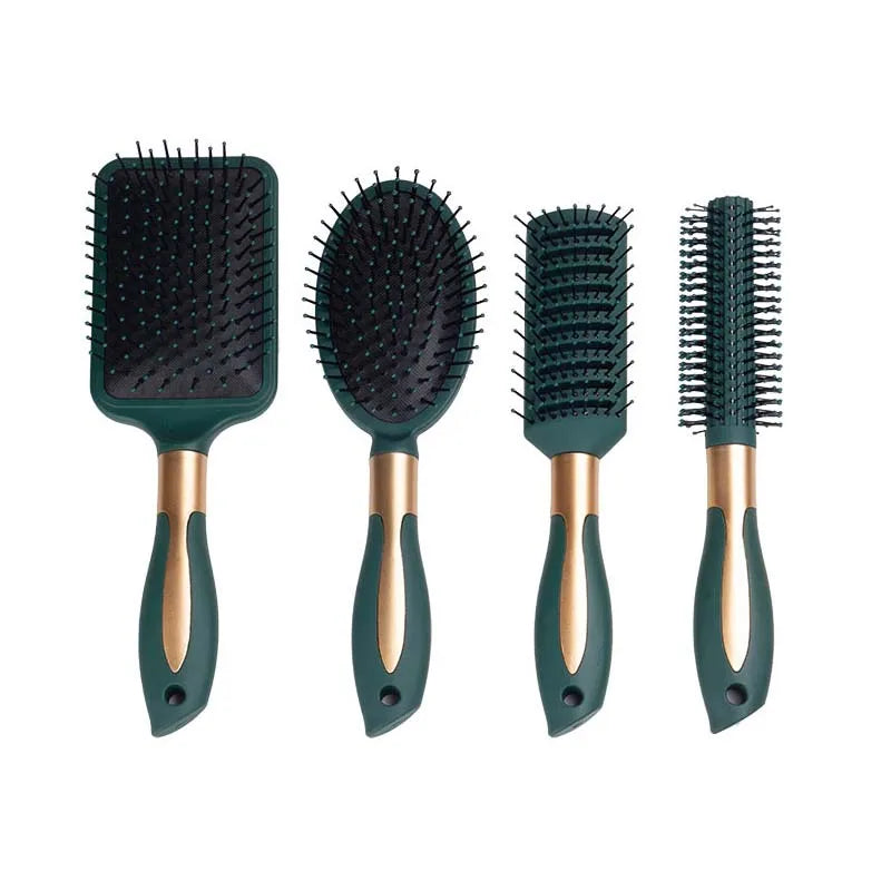 Kit de Escovas Profissionais para Cabelo – 4 Peças Antiestáticas com Cerdas Massageadoras
