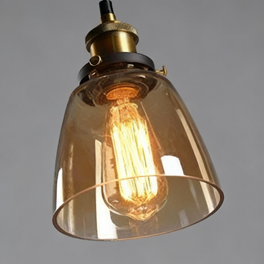 Luminárias Pendente Vidro Âmbar Retrô – Design Industrial Moderno