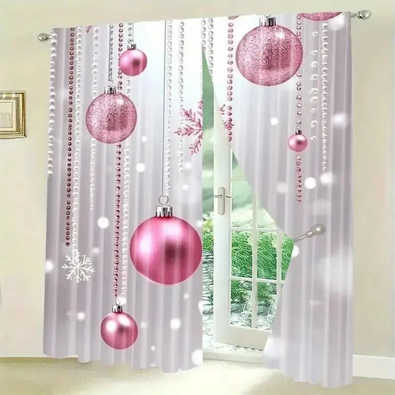 Cortina Natalina Decozy com 2 Bolas Brilhantes: Decore Sua Casa com Magia e Encanto