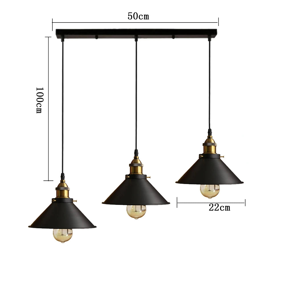 Luminária Pendente Vintage Estilo Loft Retrô – Lustre Industrial Edison com Base E27 para Sala de Estar