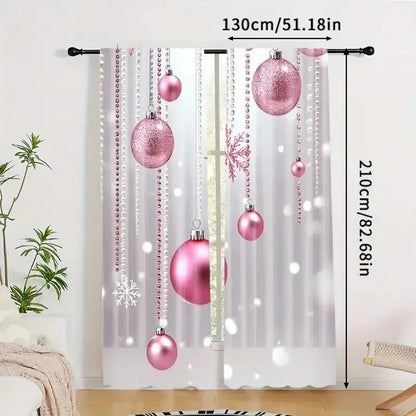 Cortina Natalina Decozy com 2 Bolas Brilhantes: Decore Sua Casa com Magia e Encanto