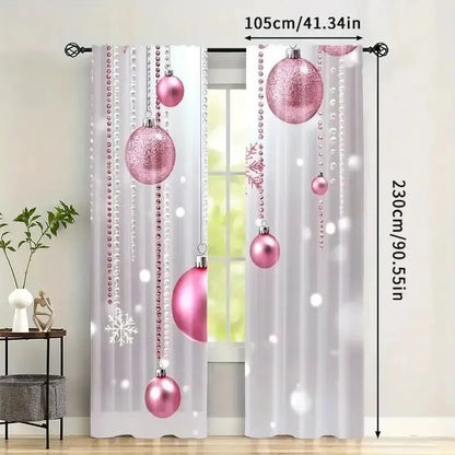Cortina Natalina Decozy com 2 Bolas Brilhantes: Decore Sua Casa com Magia e Encanto