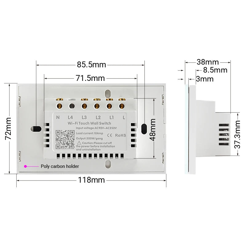 Interruptor Smart Wi-Fi Touch Somgoms – Controle Inteligente Compatível com Alexa e Google Assistente