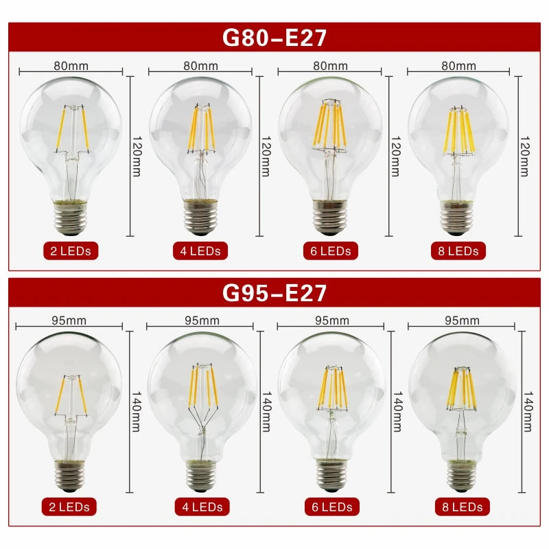 Lampadas de LED Estilo Retrô Vintage Filamento Decozy, Acabamento em Vidro
