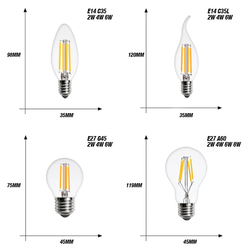 Lâmpada LED Epistar Decozy de Alta Potência 100% Nova — Estilo Vintage Retrô