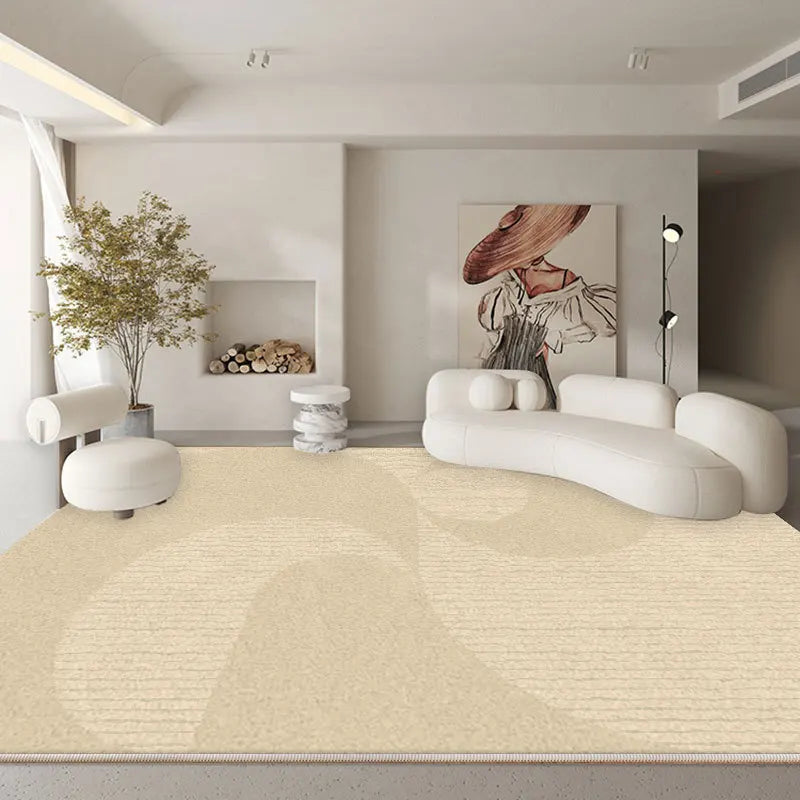 Tapete Grande Minimalista Bege – Elegância Contemporânea para Sala e Quarto