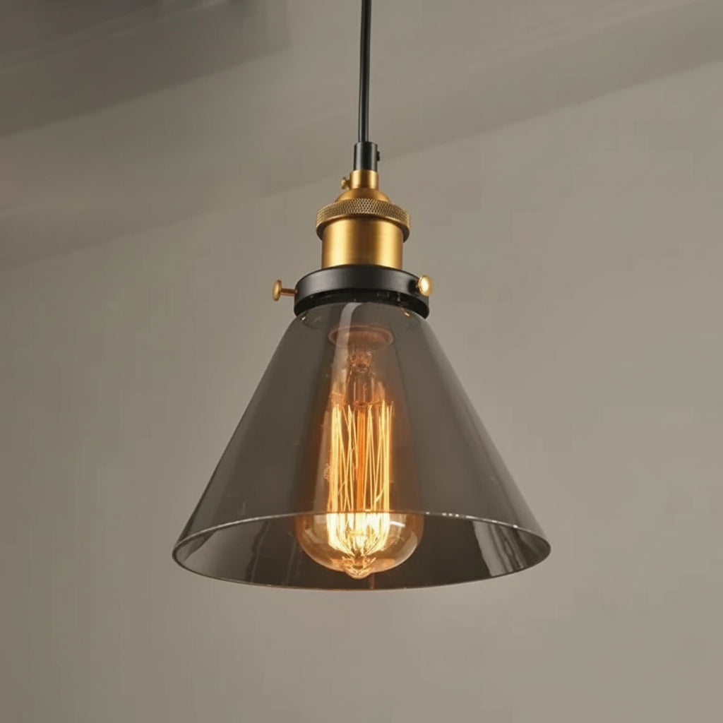 Luminárias Pendente Vidro Âmbar Retrô – Design Industrial Moderno