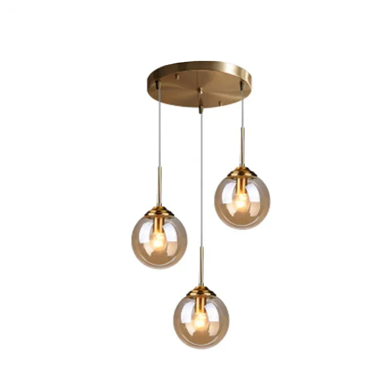 Luminária Pendente Bola de Vidro Transparente e Fumê – Design Moderno Luxo