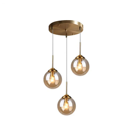 Luminária Pendente Bola de Vidro Transparente e Fumê – Design Moderno Luxo