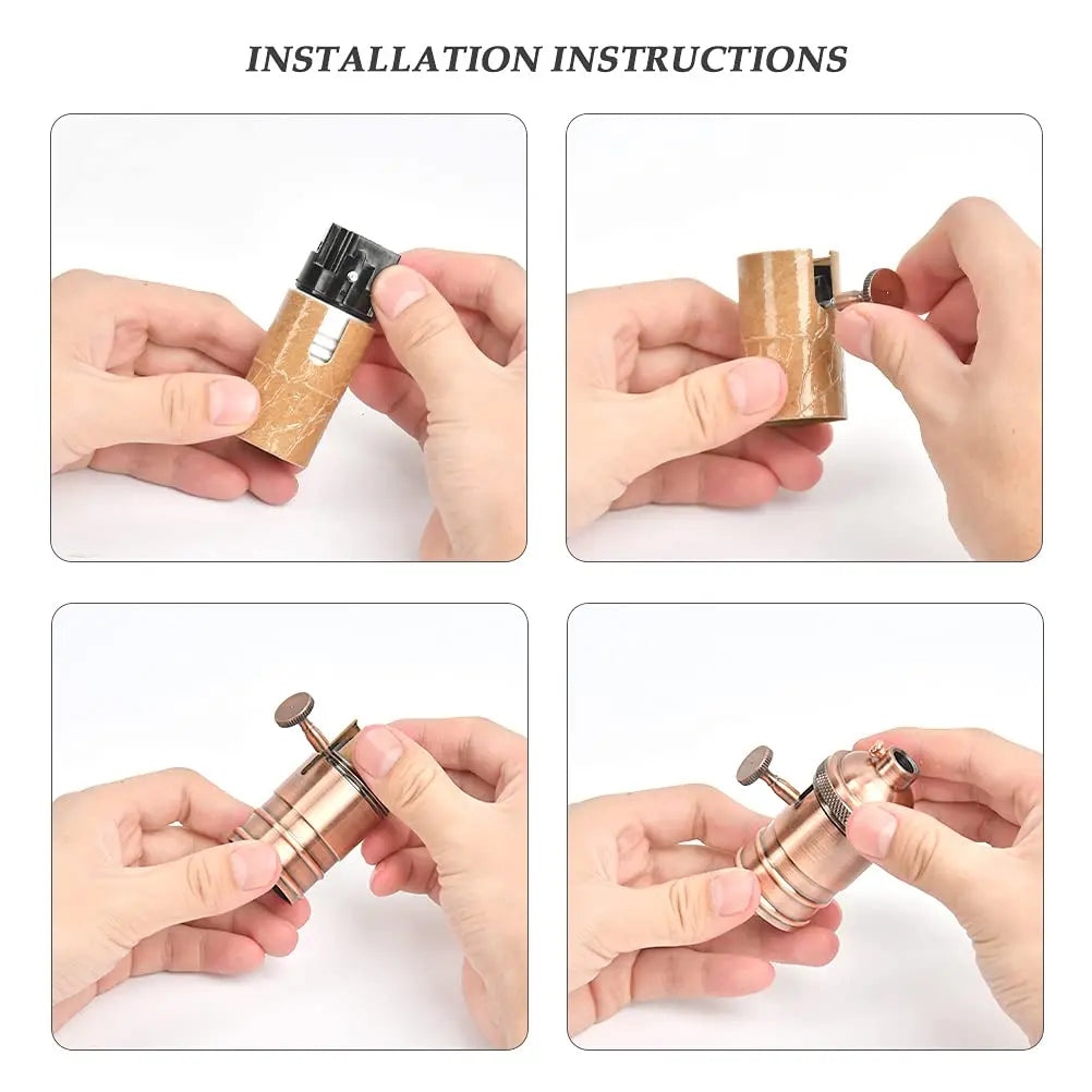 Soquete de Lâmpada Vintage Decozy E27 com Rosca – Suporte Retrô em Metal com Adaptadores para Interruptor