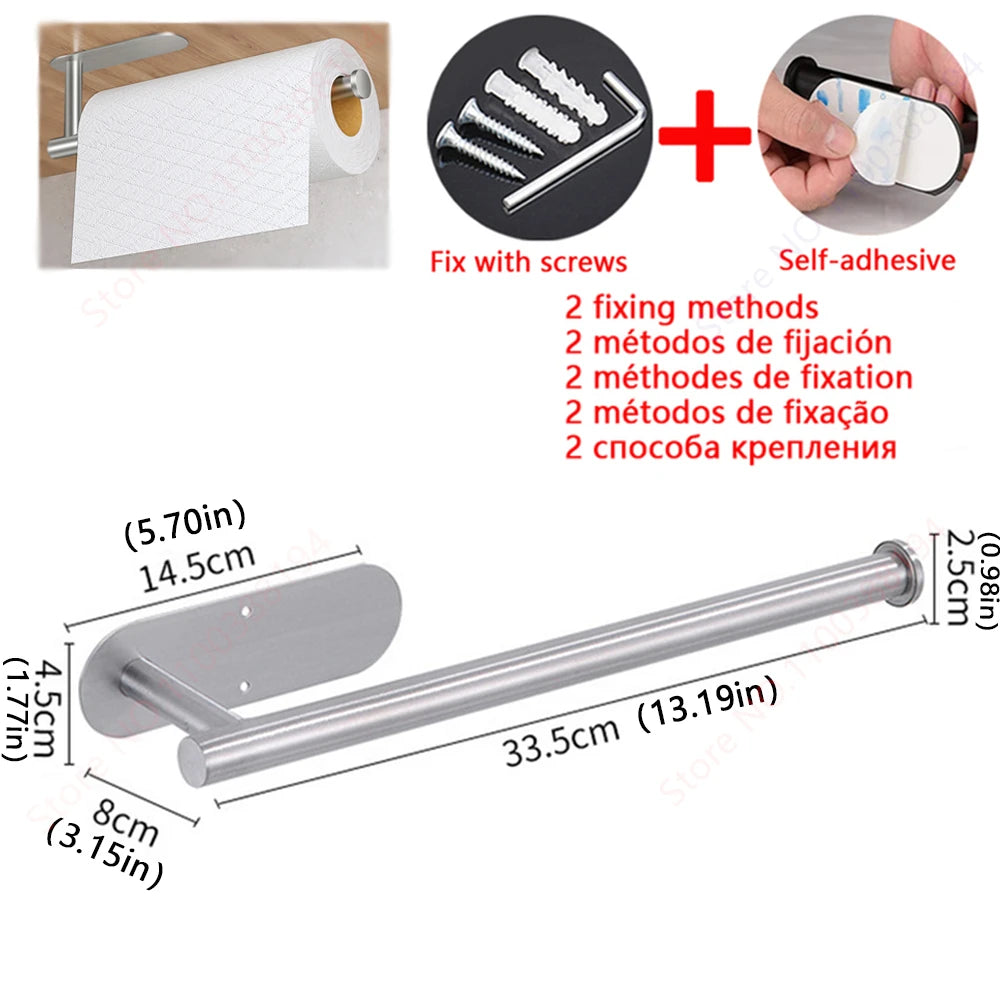 Conjunto de Acessórios Adesivos para Banheiro – Suporte para Toalhas, Porta-Papel Higiênico, Ganchos de Parede, Suporte para Toalhas de Rolo e Argolas
