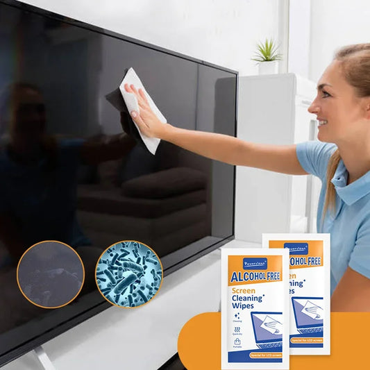Lenços Umedecidos para Limpeza de Telas – Toalhas Sem Álcool para TV, Celular e Notebook