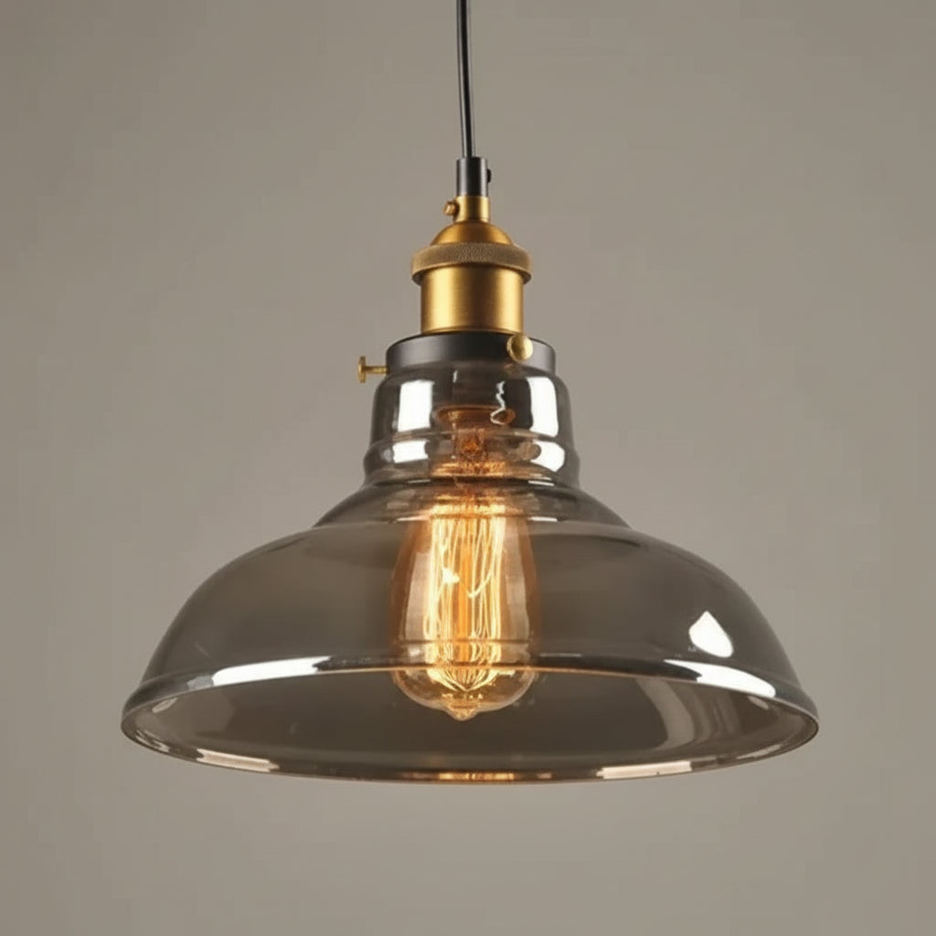 Luminárias Pendente Vidro Âmbar Retrô – Design Industrial Moderno