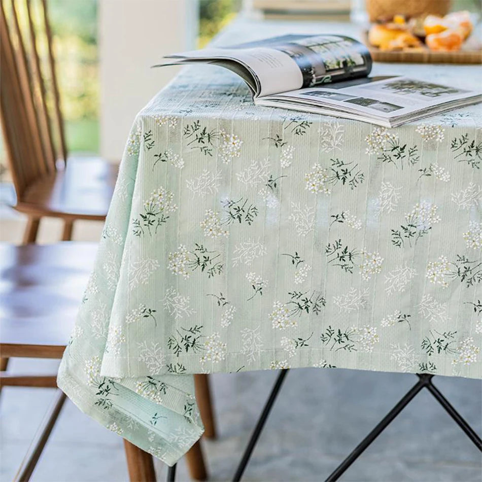 Toalha de Mesa Floral de Algodão – Estilo Coreano, Delicada e Charmosa