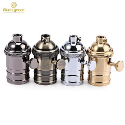 Soquete de Lâmpada Vintage Decozy E27 com Rosca – Suporte Retrô em Metal com Adaptadores para Interruptor