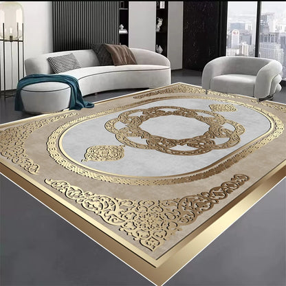 Tapete Luxo Dourado Geométrico Decozy – Elegância Moderna para Sala de Estar