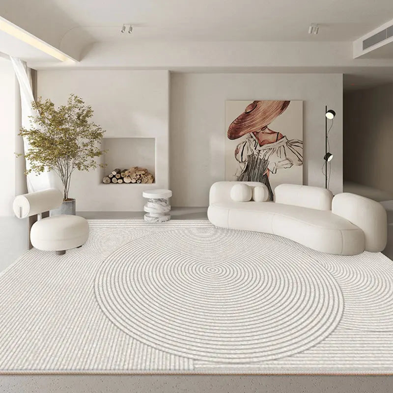 Tapete Grande Minimalista Bege – Elegância Contemporânea para Sala e Quarto