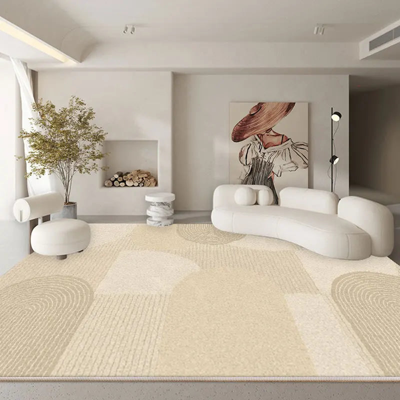 Tapete Grande Minimalista Bege – Elegância Contemporânea para Sala e Quarto