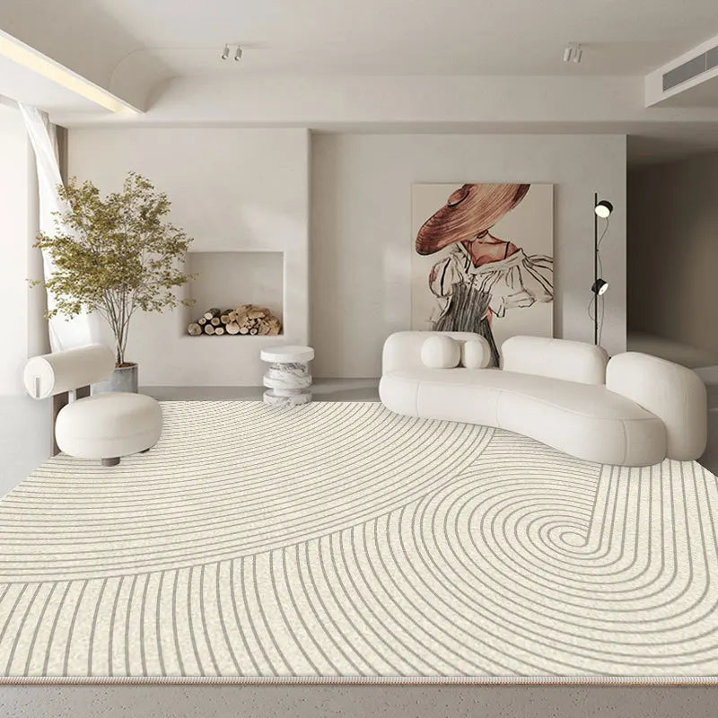 Tapete Grande Minimalista Bege – Elegância Contemporânea para Sala e Quarto