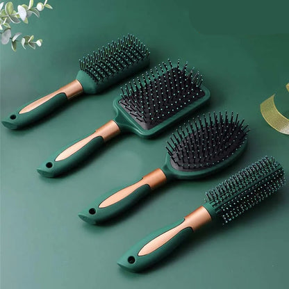 Kit de Escovas Profissionais para Cabelo – 4 Peças Antiestáticas com Cerdas Massageadoras