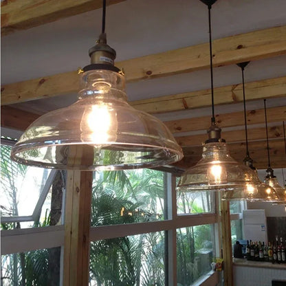 Luminárias Pendente Vidro Âmbar Retrô – Design Industrial Moderno