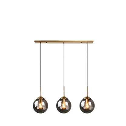 Luminária Pendente Bola de Vidro Transparente e Fumê – Design Moderno Luxo