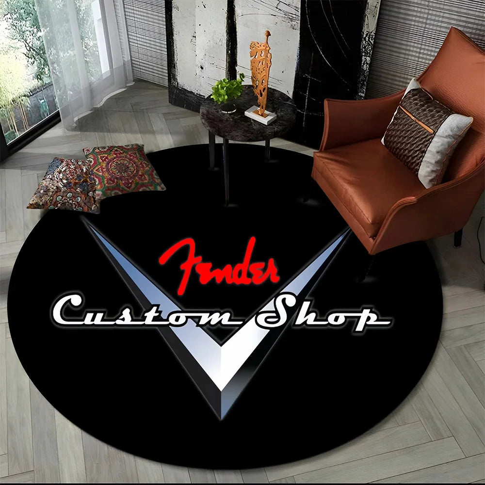 Tapete Redondo Estilo Fender Retrô – Música, Personalidade e Conforto para Seu Ambiente