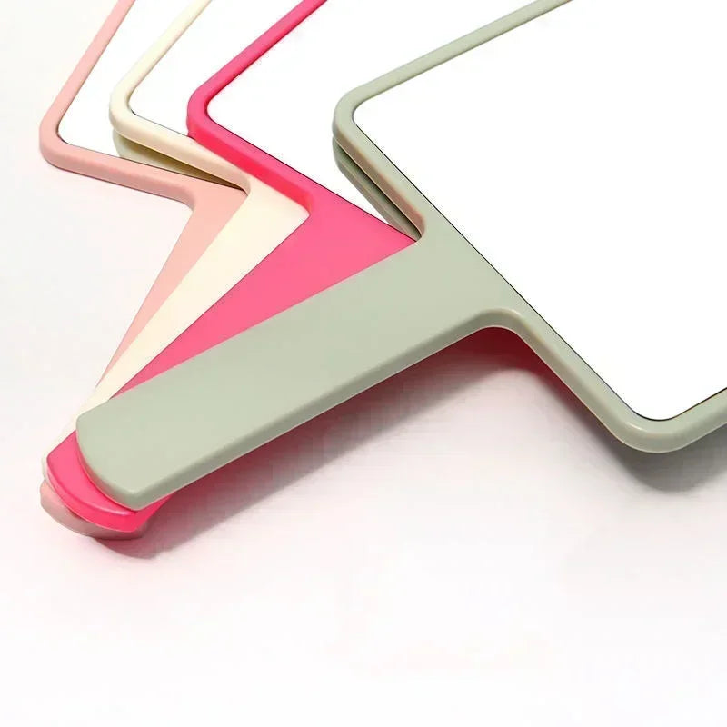 Espelho de Mão Quadrado para Maquiagem – Leve, Portátil e com Cabo Anatômico