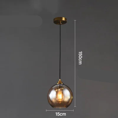 Luminária Pendente Bola de Vidro Fumê com LED – Design Moderno