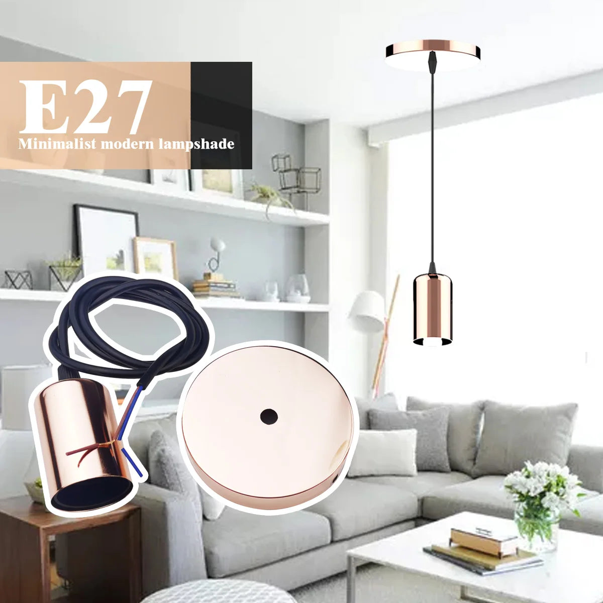 Luminária Pendente LED Moderna e Minimalista com Base E27 – Design Limpo e Sofisticado para Seu Ambiente