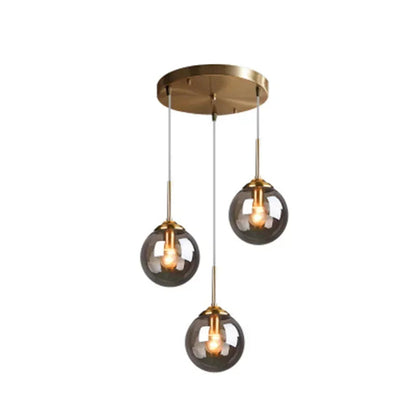 Luminária Pendente Bola de Vidro Transparente e Fumê – Design Moderno Luxo