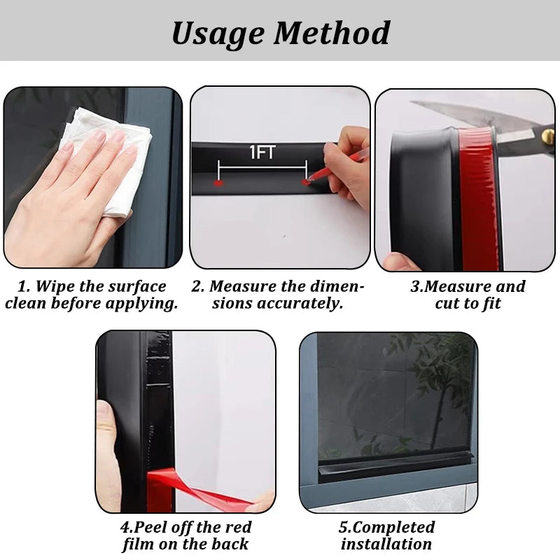 Faixa de Vedação Angular de 135° – Barra Protetora de 1 m para Janelas Residenciais, Contra Água, Vento e Correntes de Ar