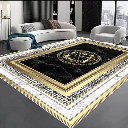 Tapete Luxo Dourado Geométrico Decozy – Elegância Moderna para Sala de Estar