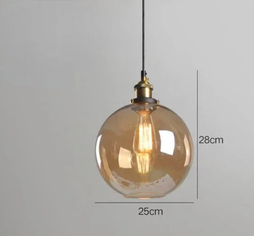Luminárias Pendente Vidro Âmbar Retrô – Design Industrial Moderno