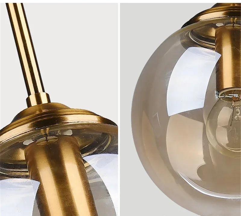 Luminária Pendente Bola de Vidro Transparente e Fumê – Design Moderno Luxo