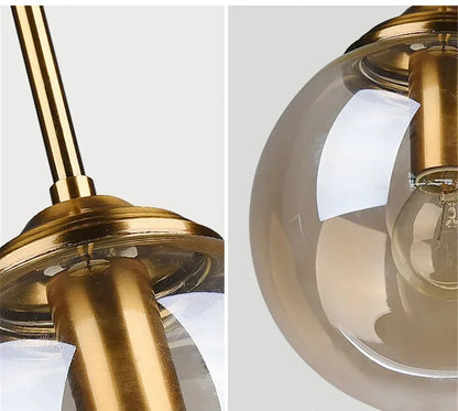 Luminária Pendente Bola de Vidro Transparente e Fumê – Design Moderno Luxo