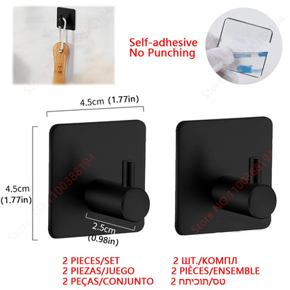 Conjunto de Acessórios Adesivos para Banheiro – Suporte para Toalhas, Porta-Papel Higiênico, Ganchos de Parede, Suporte para Toalhas de Rolo e Argolas