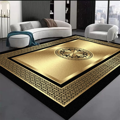 Tapete Luxo Dourado Geométrico Decozy – Elegância Moderna para Sala de Estar