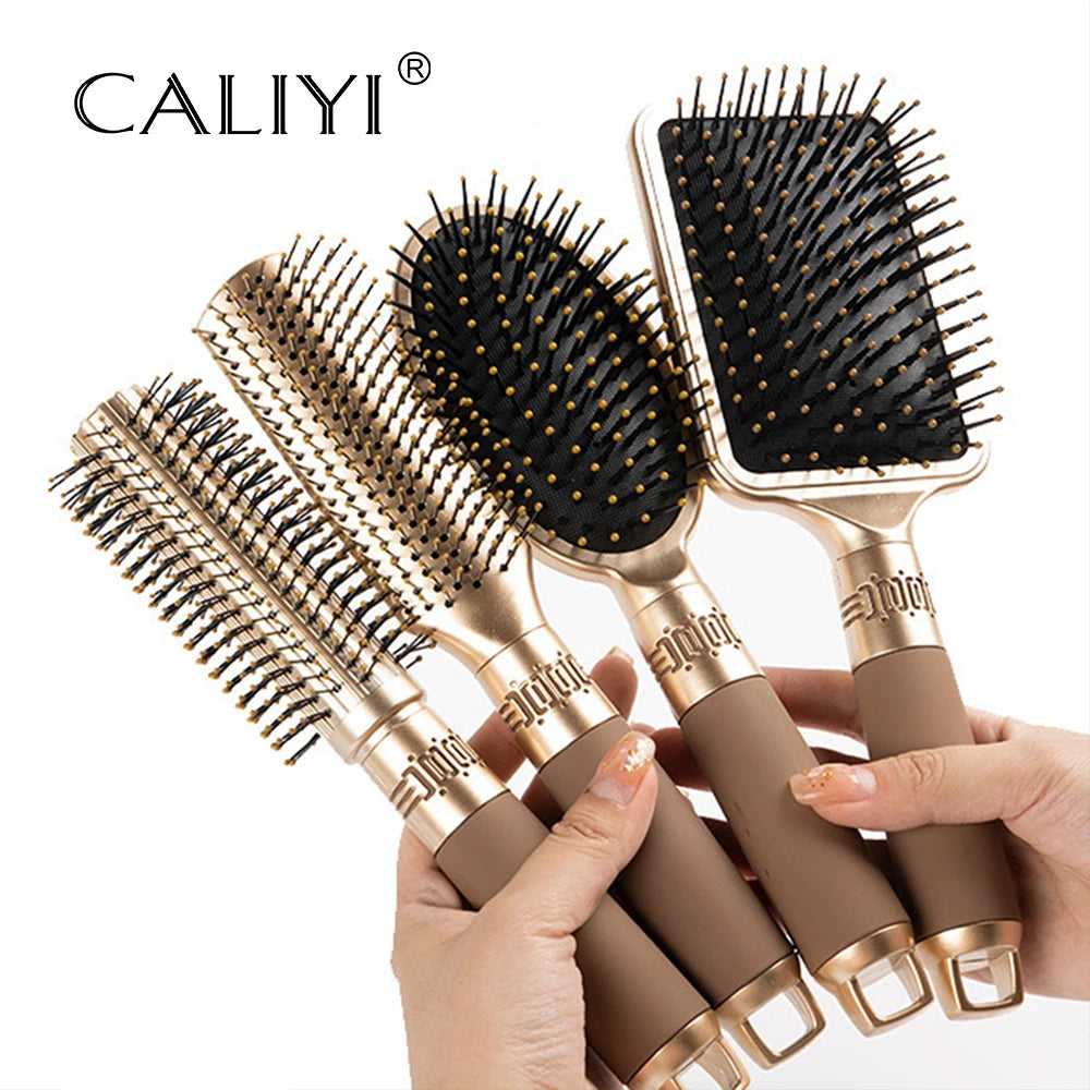 Kit de Escovas Profissionais Premium para Cabelo – 4 Modelos Anti-Frizz para Desembaraçar e Modelar