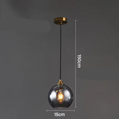 Luminária Pendente Bola de Vidro Fumê com LED – Design Moderno
