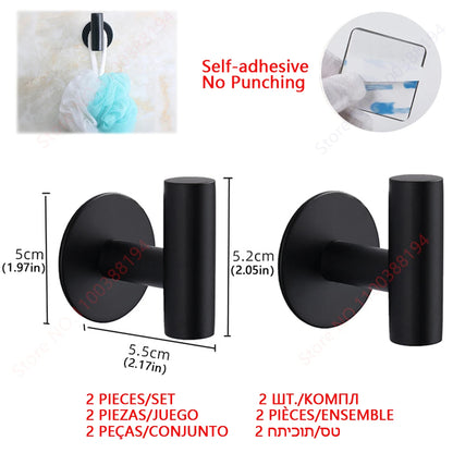 Conjunto de Acessórios Adesivos para Banheiro – Suporte para Toalhas, Porta-Papel Higiênico, Ganchos de Parede, Suporte para Toalhas de Rolo e Argolas