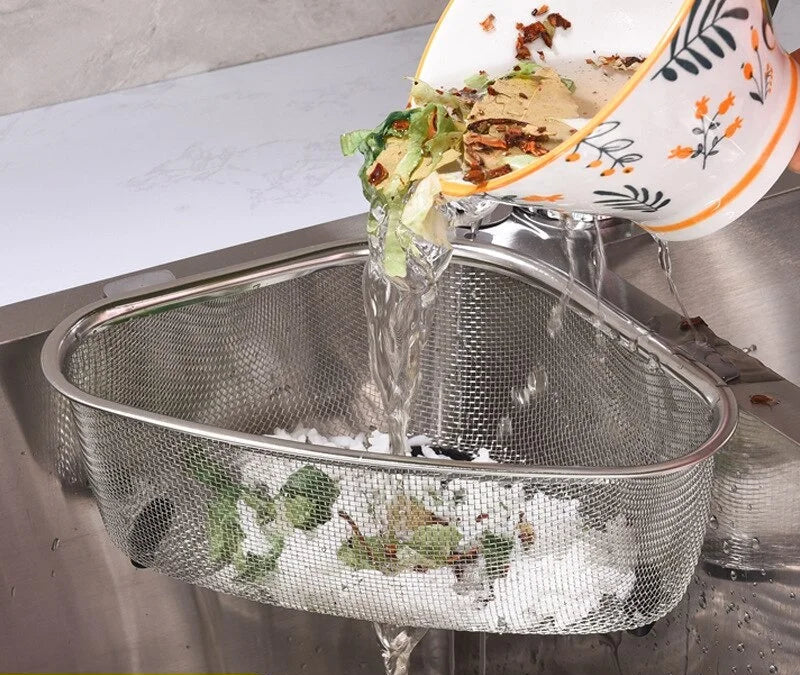 Cesto Coletor de Pia em Aço Inox – Filtro para Restos de Alimentos e Lavar Vegetais