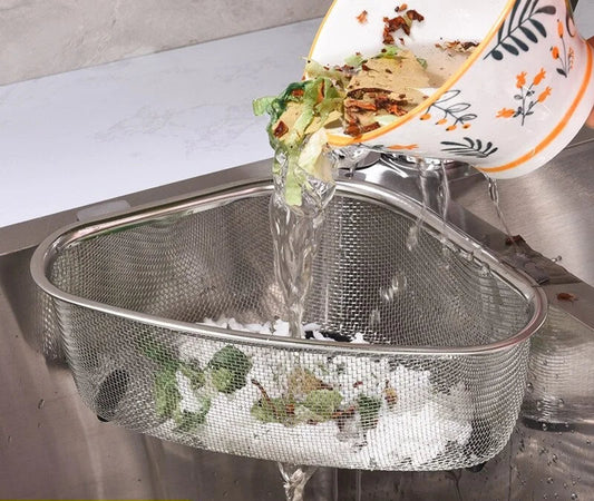 Cesto Coletor de Pia em Aço Inox – Filtro para Restos de Alimentos e Lavar Vegetais